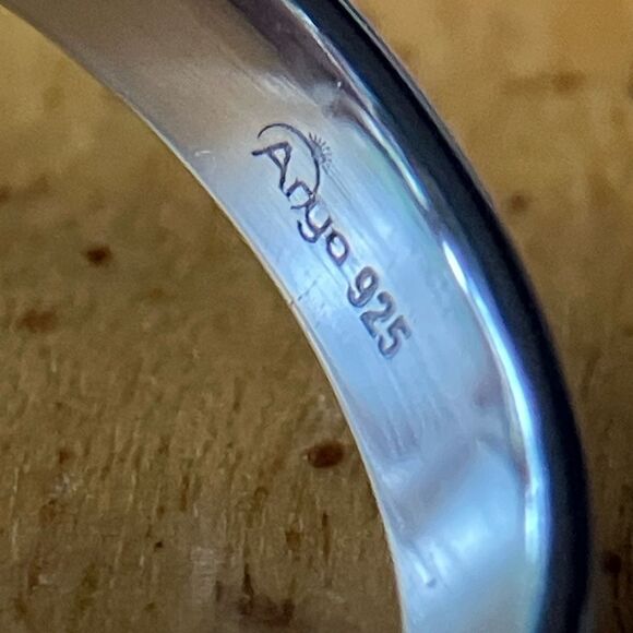 Natural Labradorite Sterling Silver Moon Motif Ring Size 8 - Picture 6 of 9